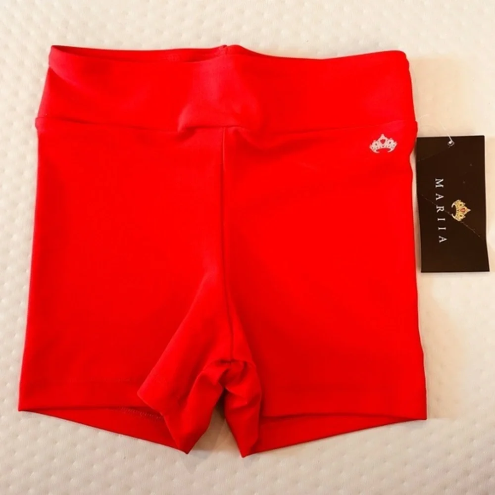 Mariia Crown CL high waist‎ dance short shorts bottoms NWT red dancewear